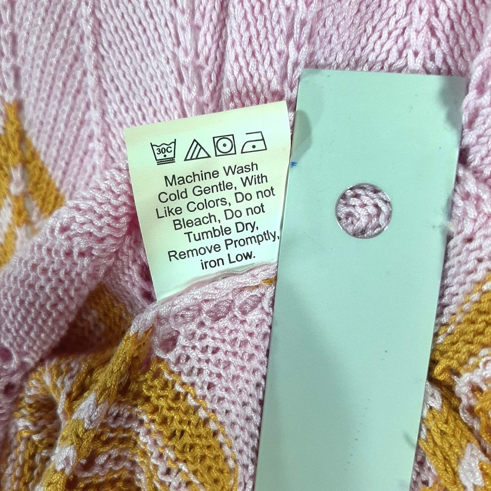 Petal + Pup Chevron Knit Sleeveless Maxi Dress Pink Yellow Blue US 0 Boho - Picture 9 of 10